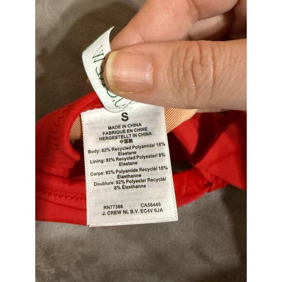 NWT‎ J.Crew Halter Tie Bikini Top Small Red Lined Beach Swim Classic Ocean UPF - Picture 3 of 5